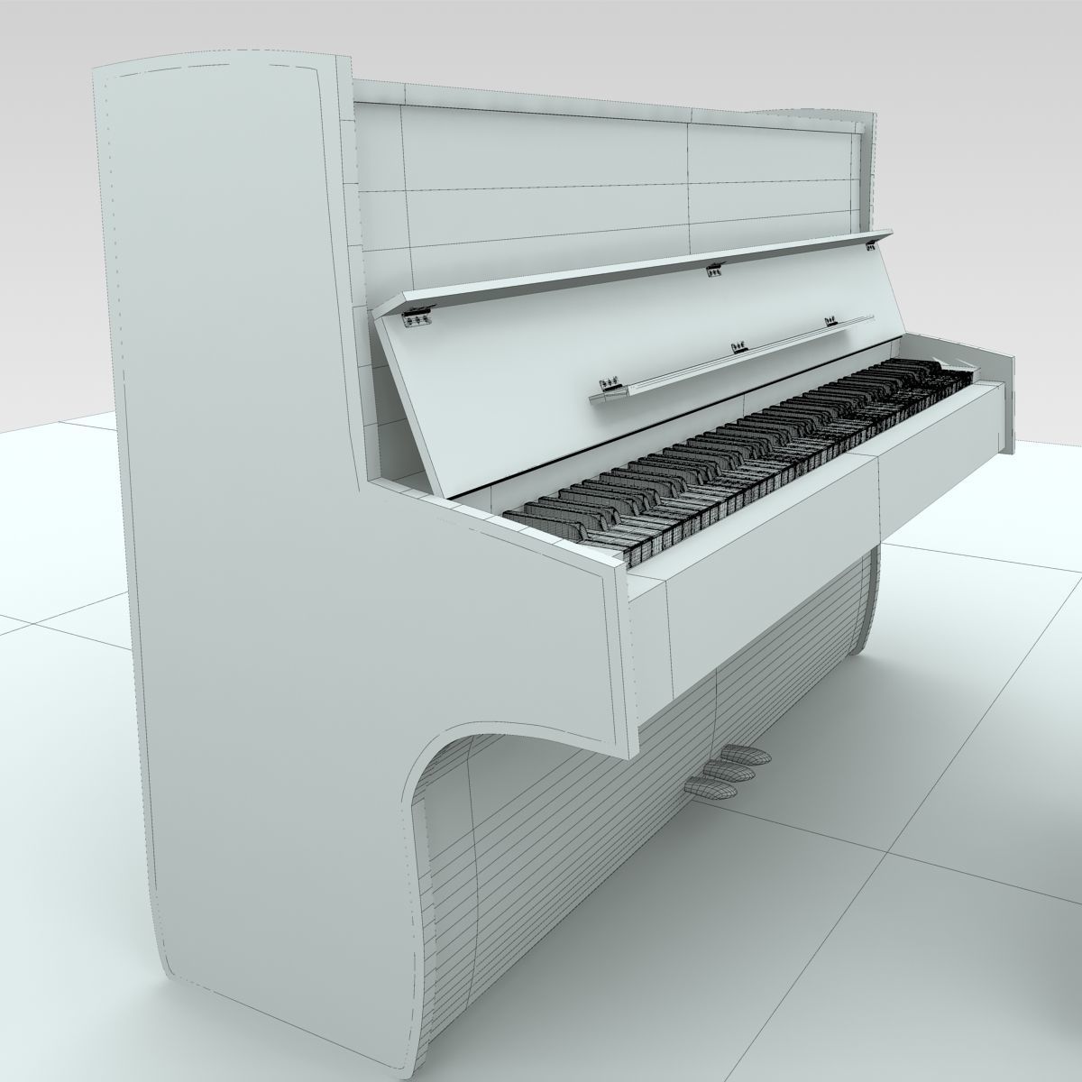 Upright Piano 3D model_11