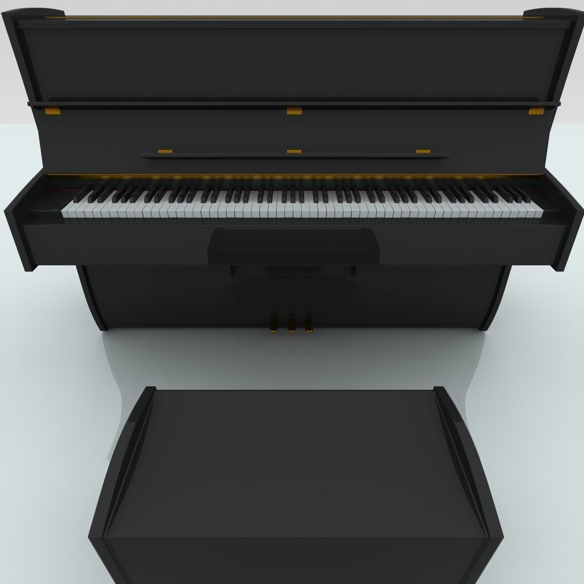 Upright Piano 3D model_1