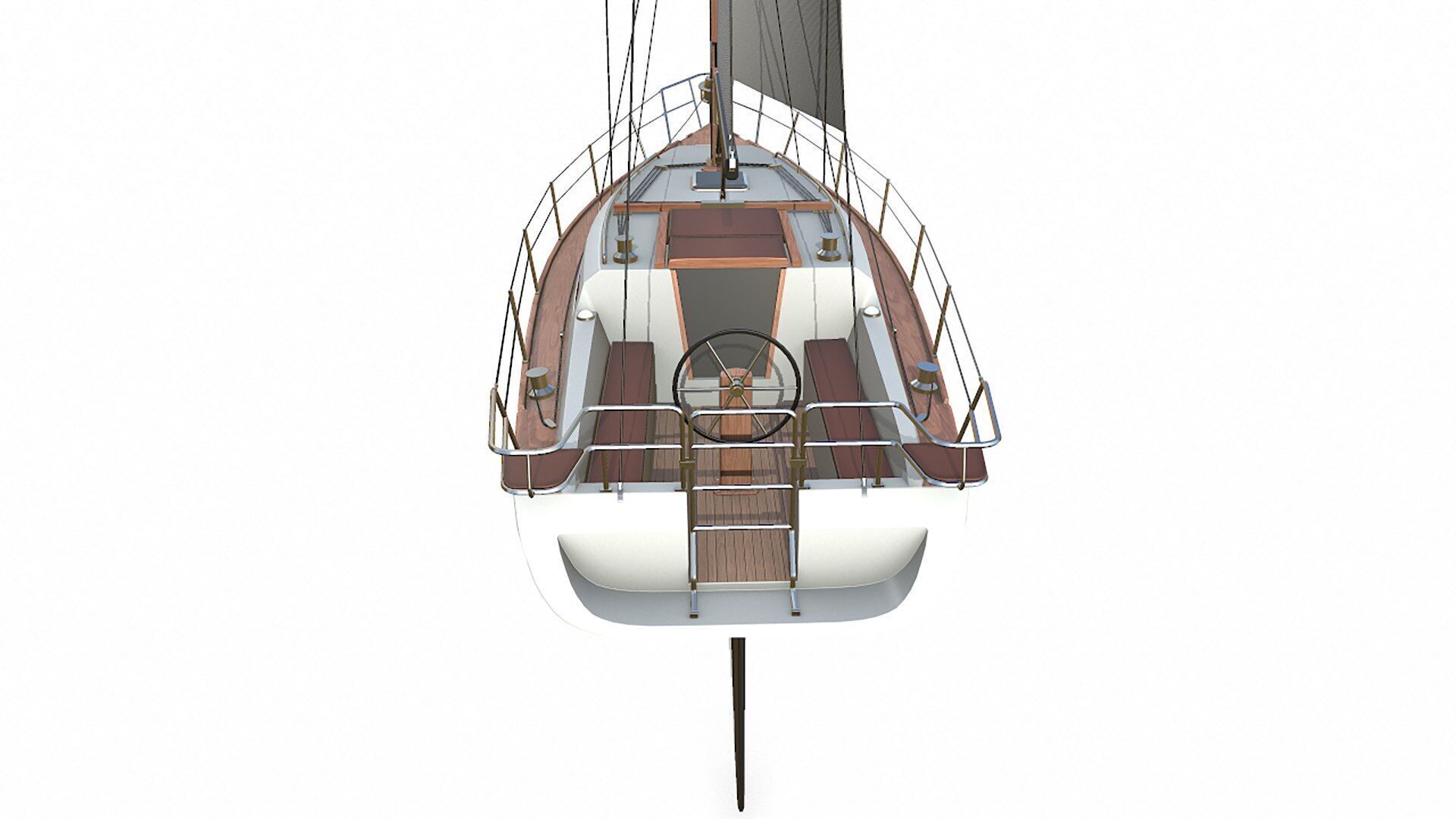 Sailing Yacht  Low-poly PBR Low-poly 3D model_7