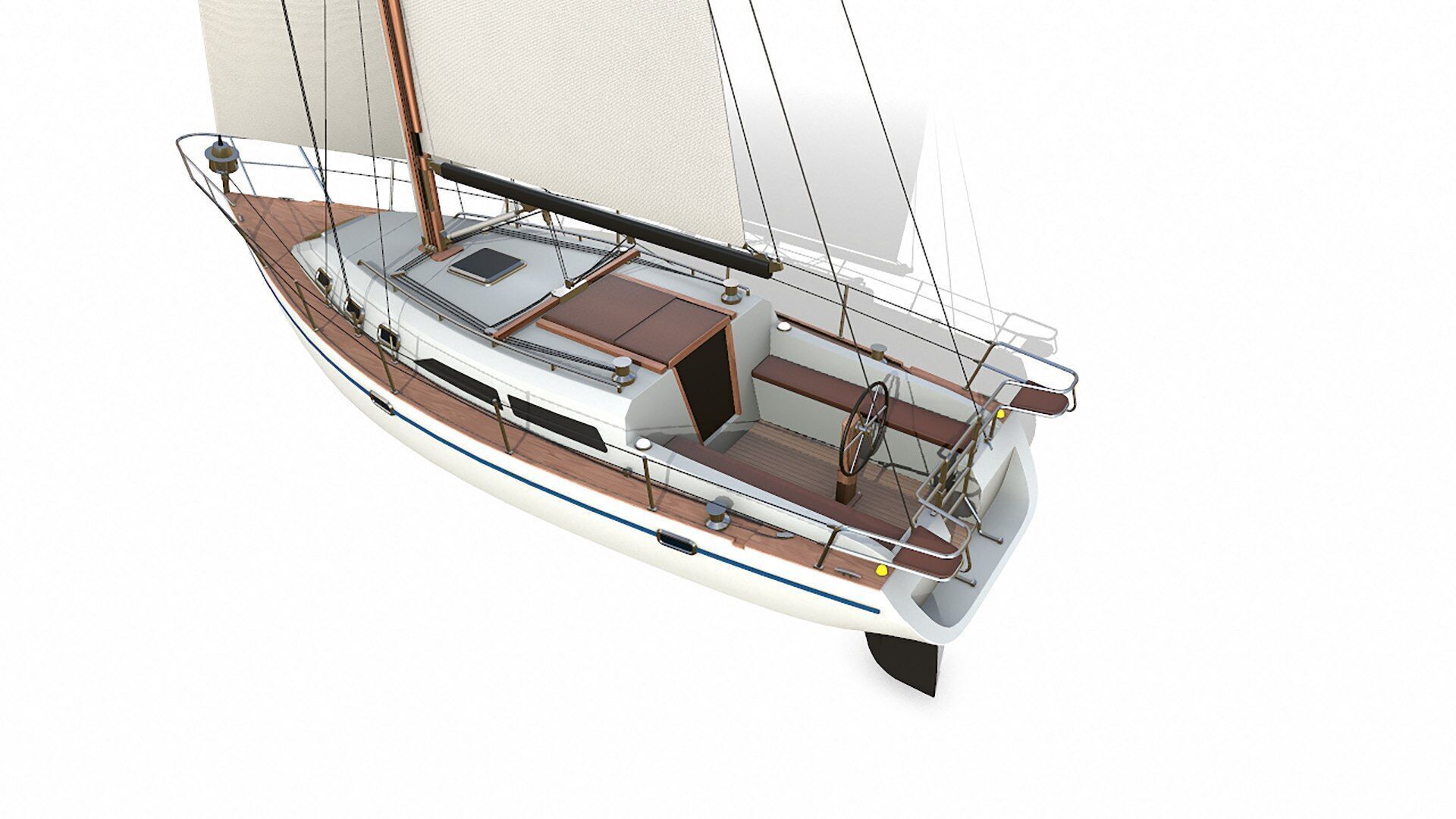 Sailing Yacht  Low-poly PBR Low-poly 3D model_5