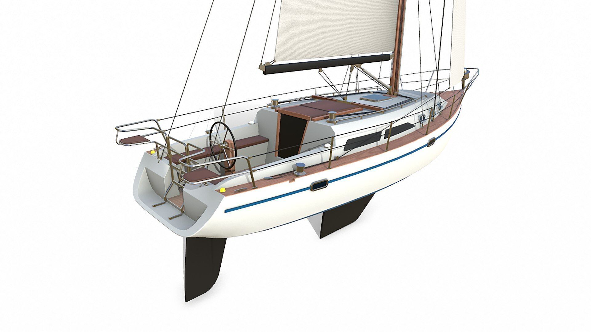 Sailing Yacht  Low-poly PBR Low-poly 3D model_8