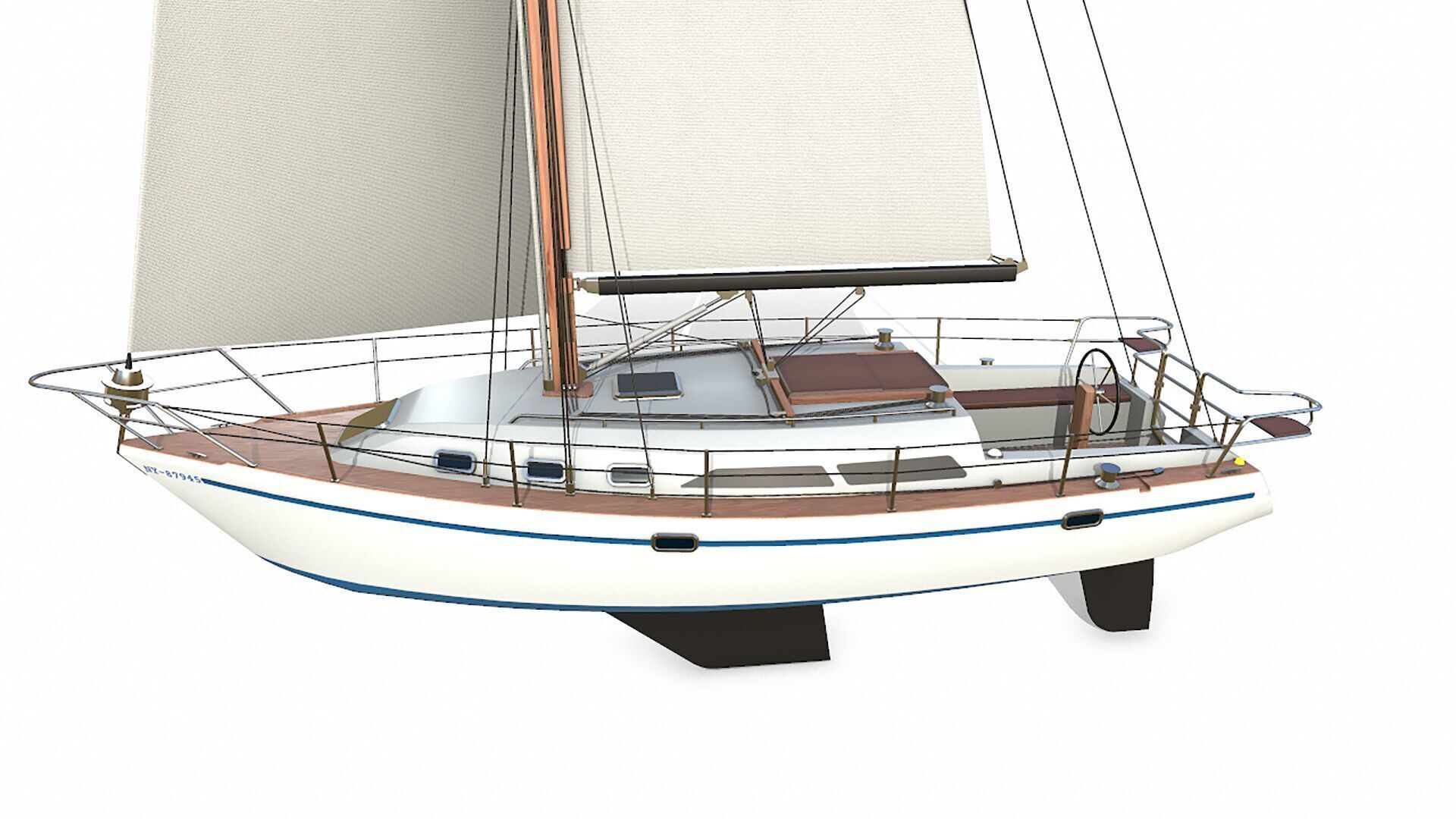 Sailing Yacht  Low-poly PBR Low-poly 3D model_4