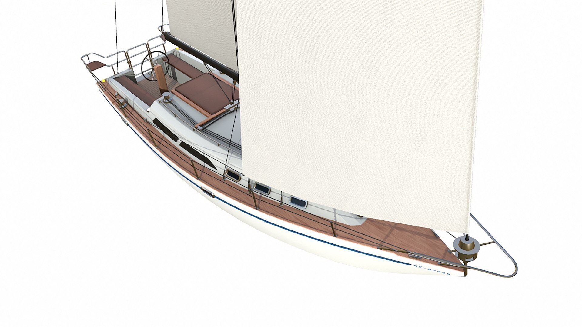 Sailing Yacht  Low-poly PBR Low-poly 3D model_12