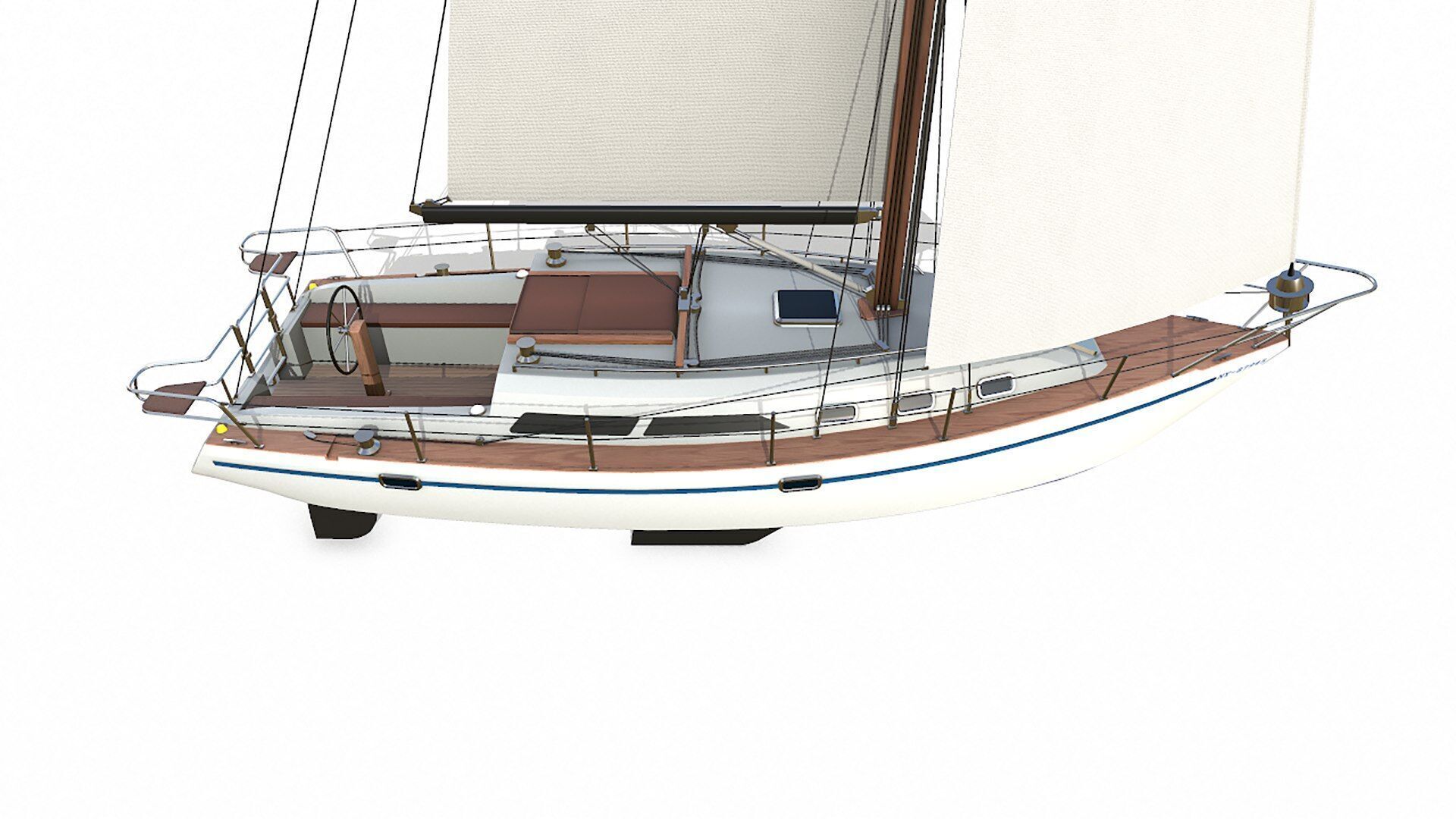 Sailing Yacht  Low-poly PBR Low-poly 3D model_10