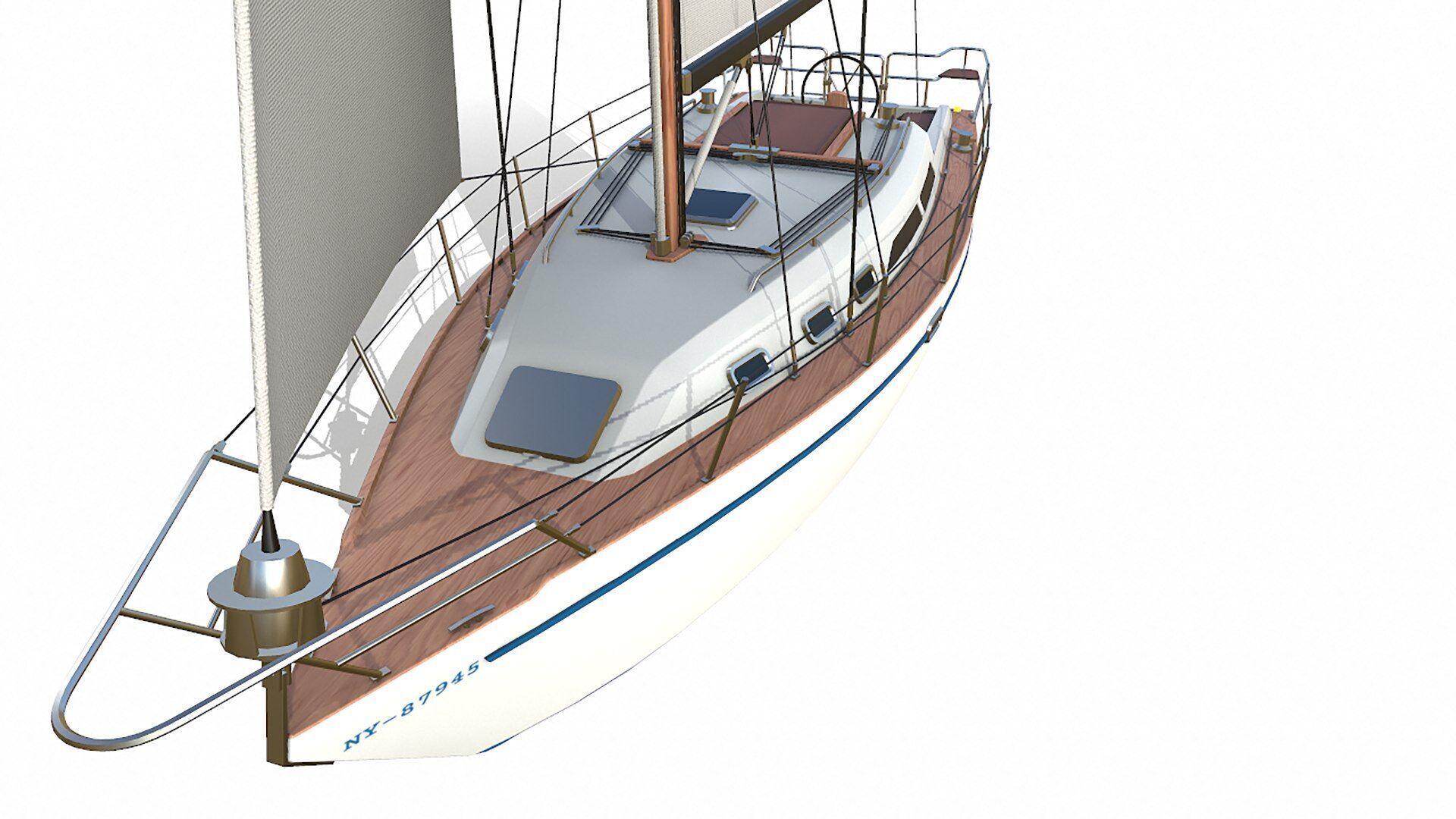 Sailing Yacht  Low-poly PBR Low-poly 3D model_14