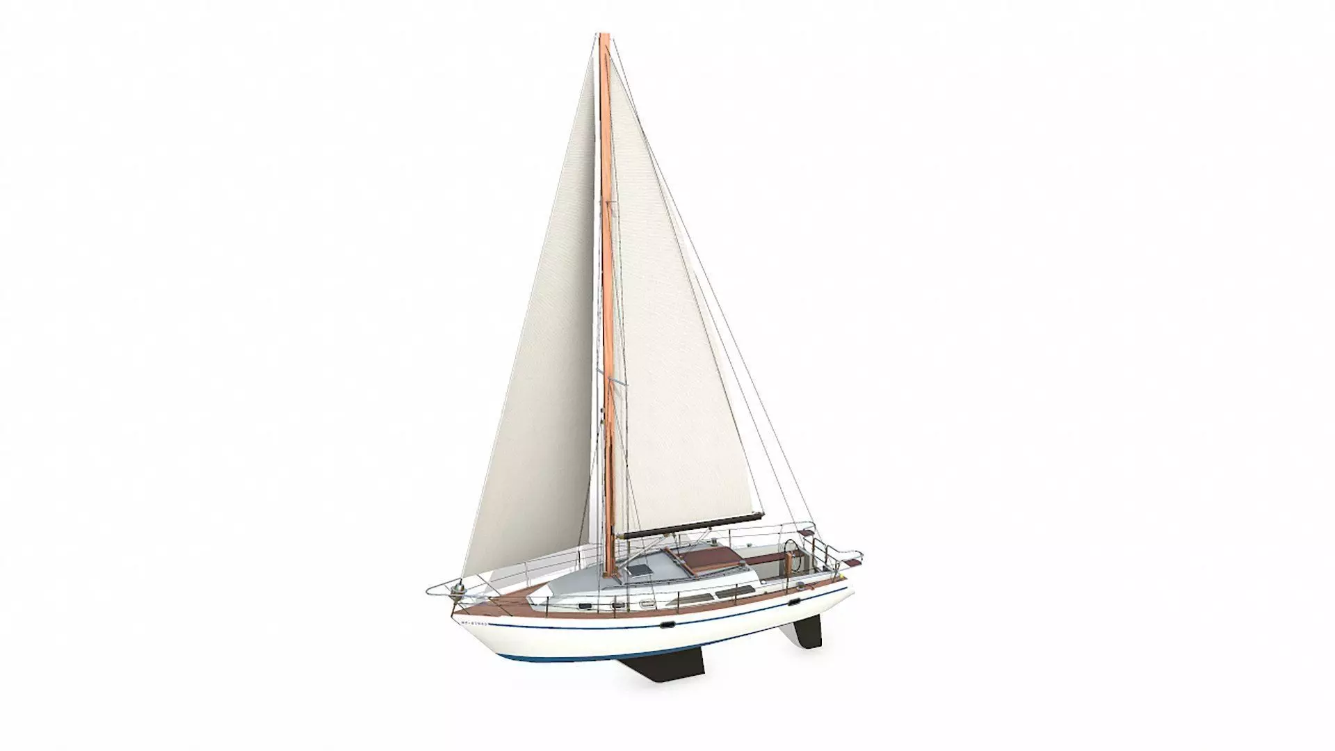 Sailing Yacht  Low-poly PBR Low-poly 3D model_0