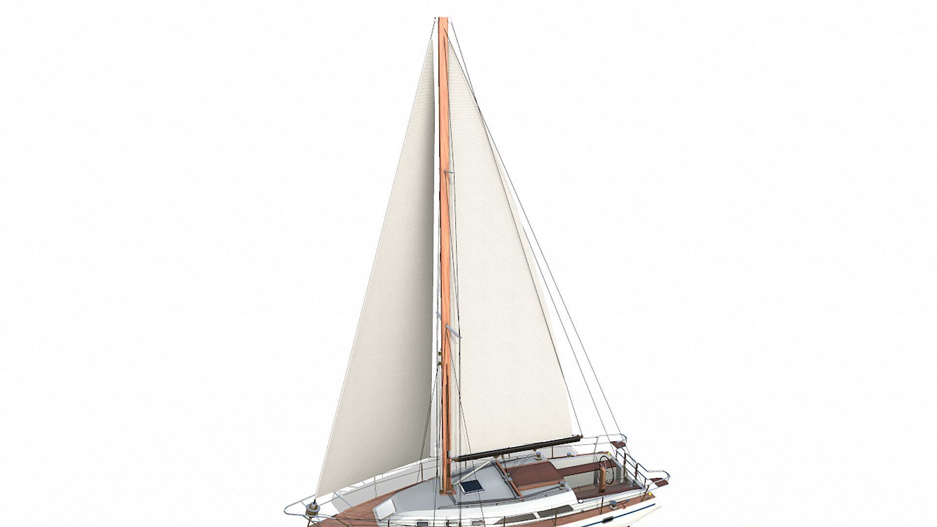 Sailing Yacht  Low-poly PBR Low-poly 3D model_3