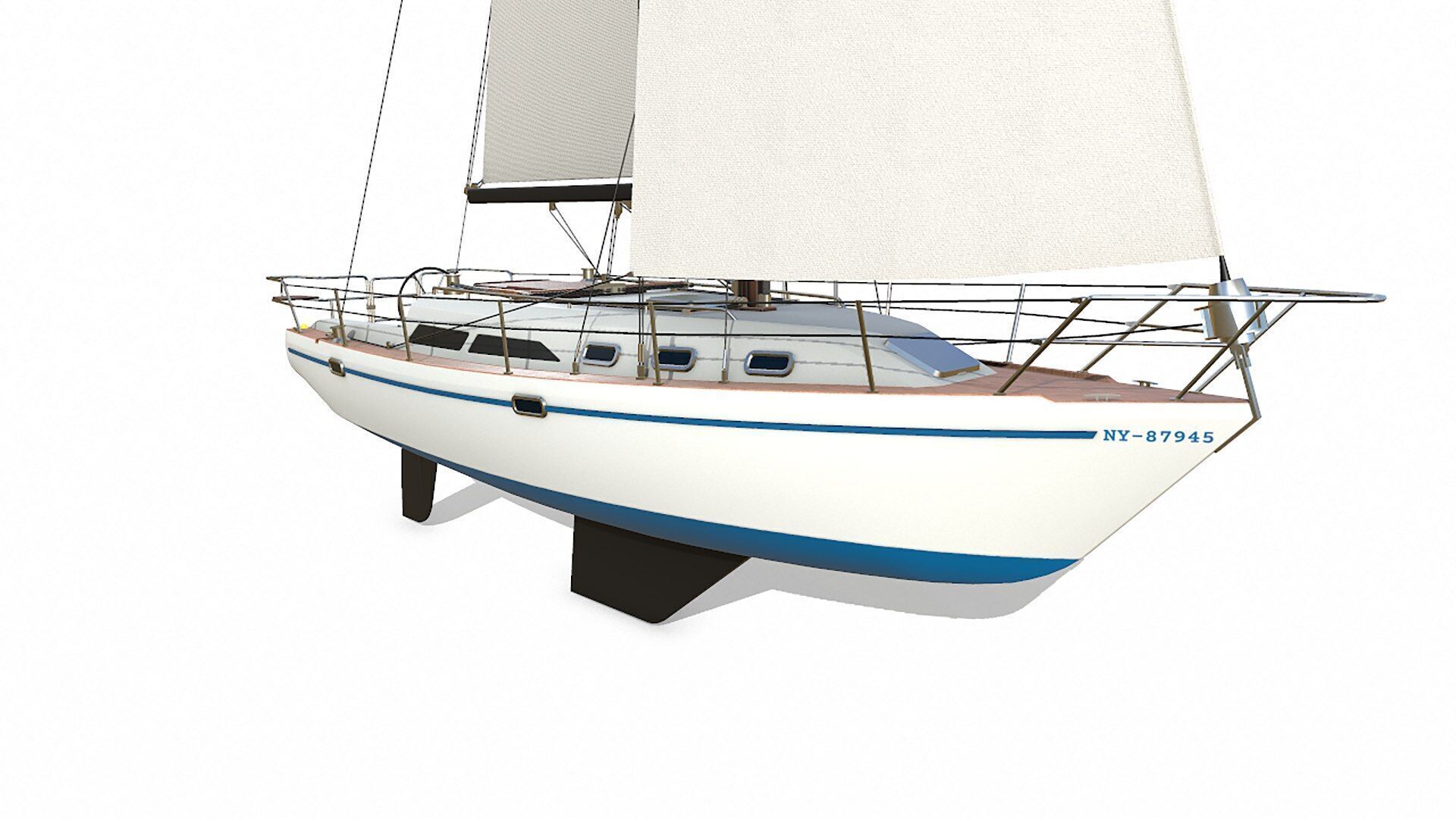 Sailing Yacht  Low-poly PBR Low-poly 3D model_11