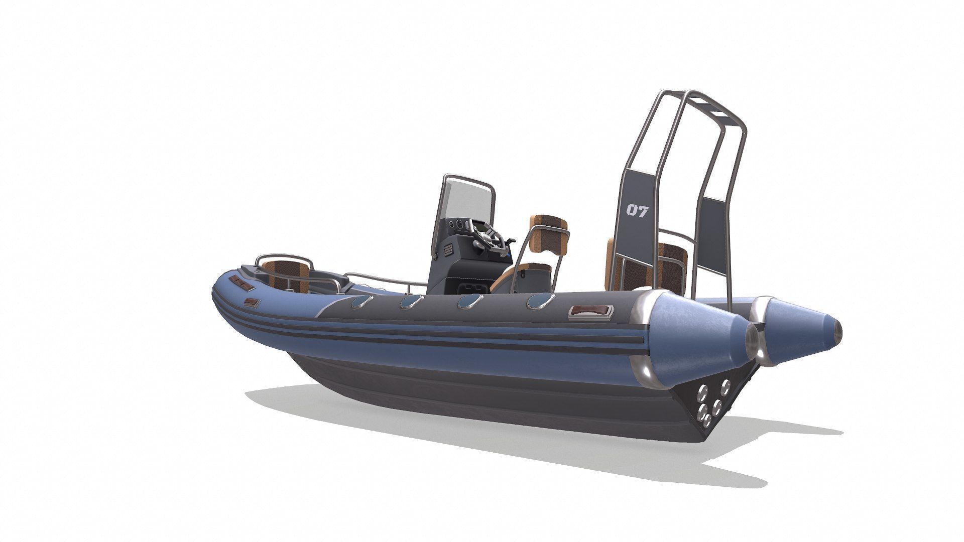 Rigid Inflatable Boat RHIB Low-poly PBR Low-poly 3D model_4