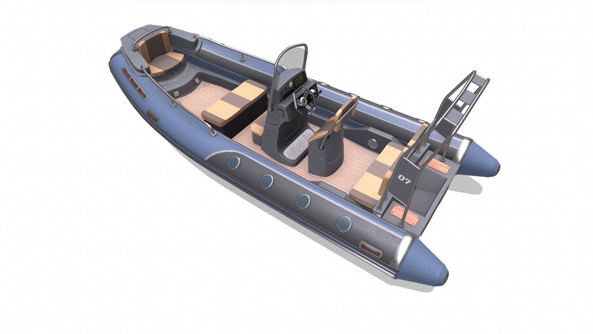 Rigid Inflatable Boat RHIB Low-poly PBR Low-poly 3D model_5