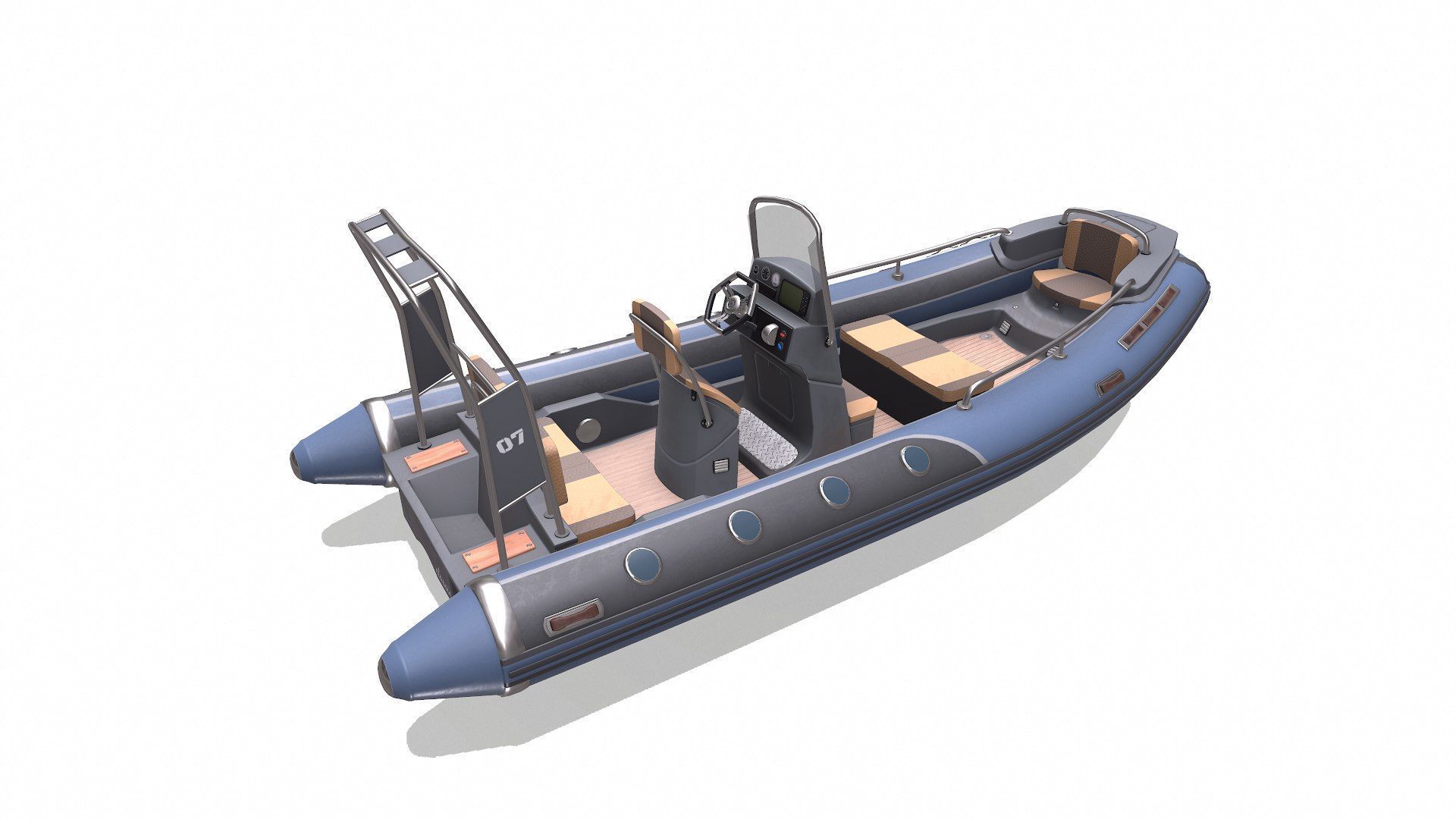 Rigid Inflatable Boat RHIB Low-poly PBR Low-poly 3D model_9