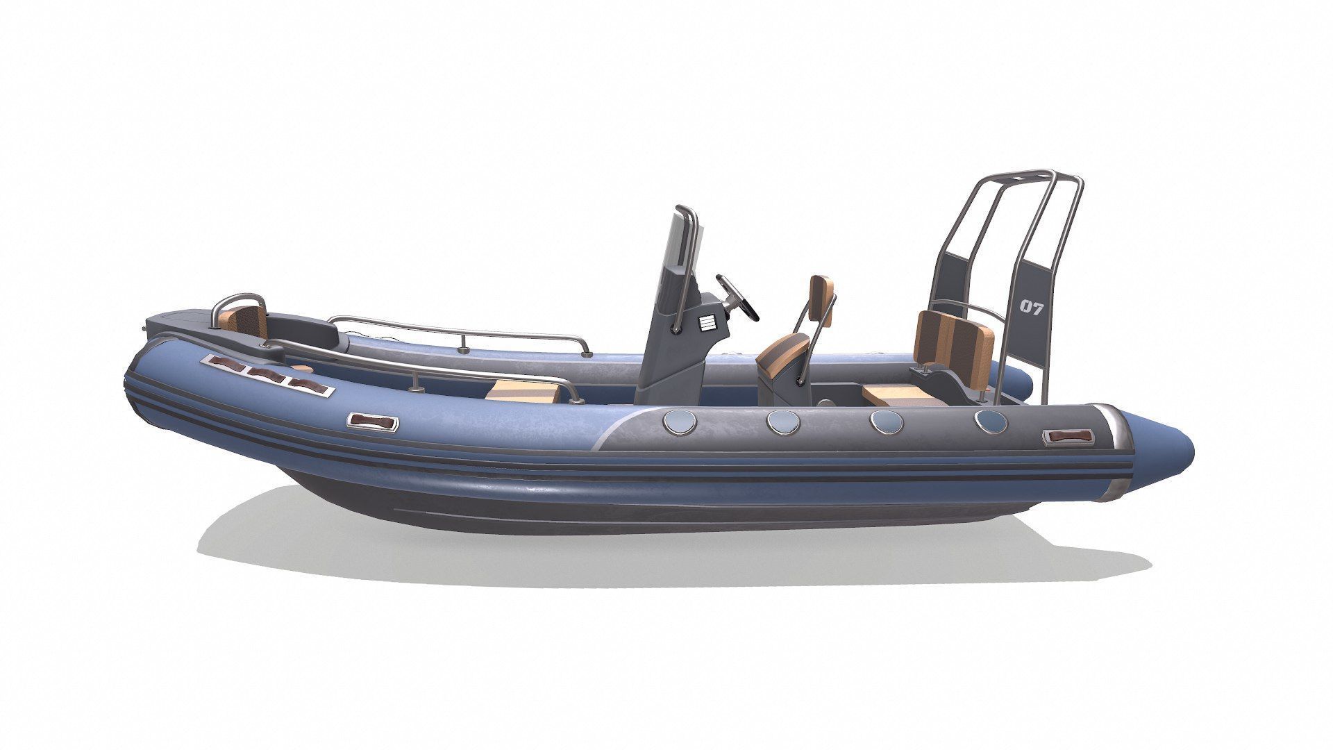 Rigid Inflatable Boat RHIB Low-poly PBR Low-poly 3D model_2