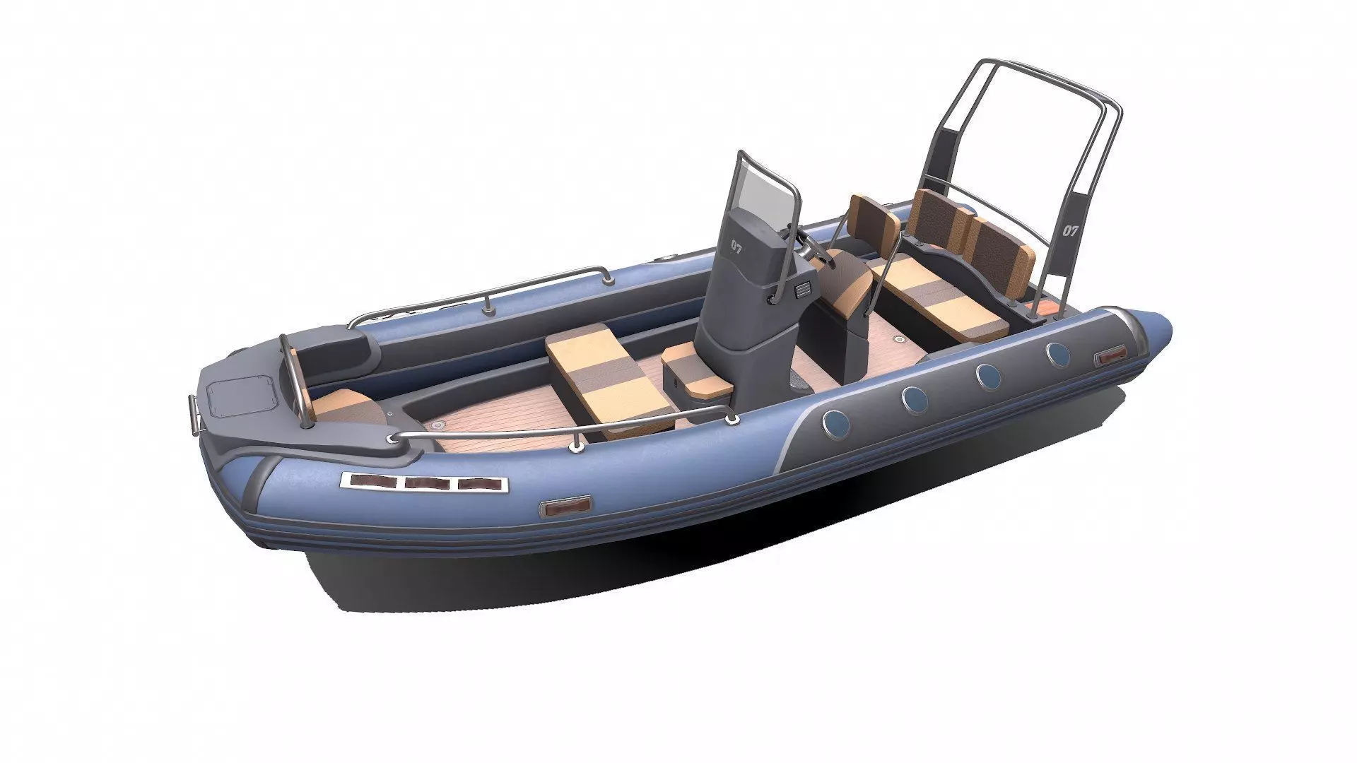Rigid Inflatable Boat RHIB Low-poly PBR Low-poly 3D model_0