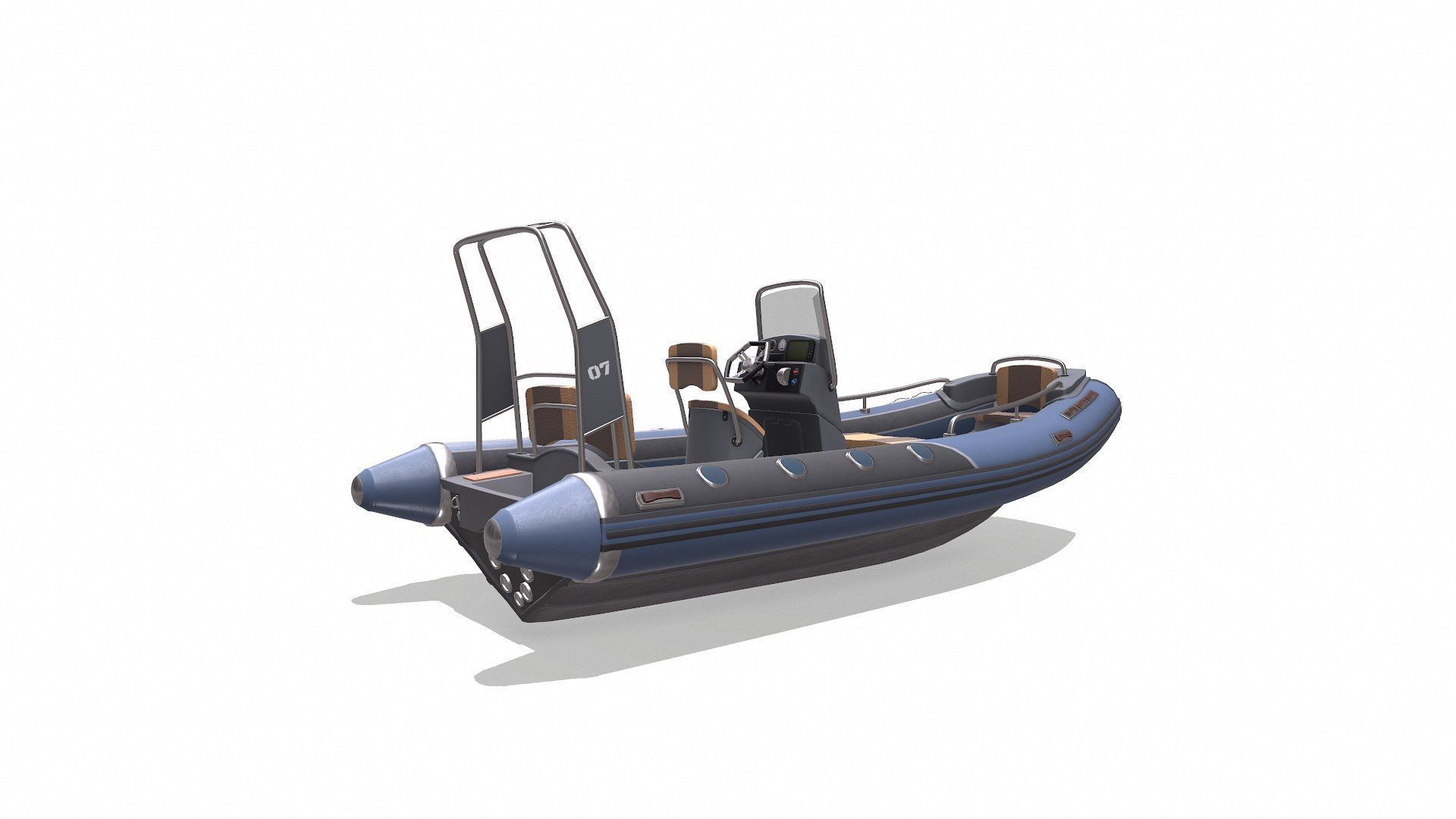 Rigid Inflatable Boat RHIB Low-poly PBR Low-poly 3D model_8