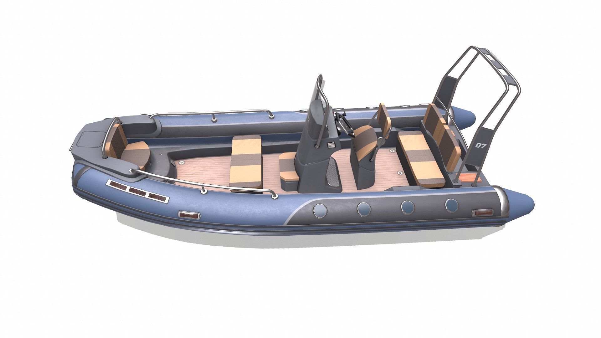 Rigid Inflatable Boat RHIB Low-poly PBR Low-poly 3D model_3