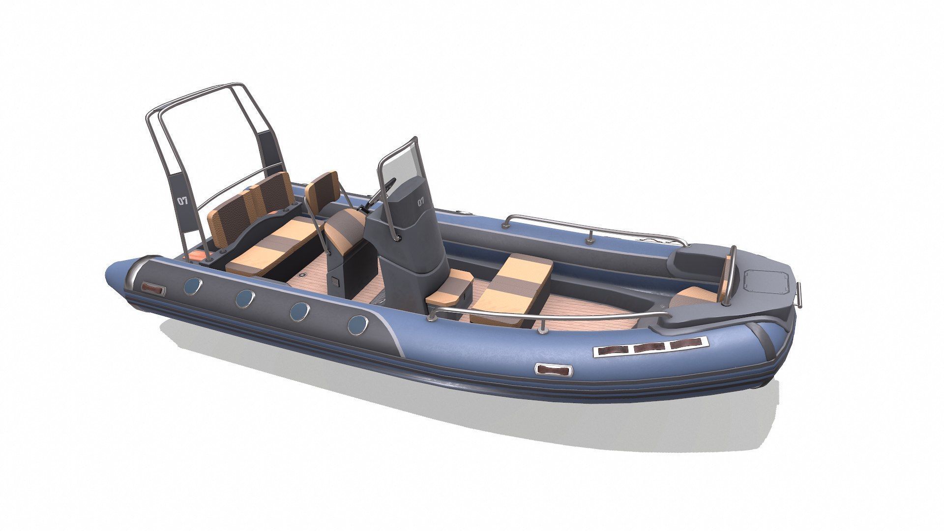 Rigid Inflatable Boat RHIB Low-poly PBR Low-poly 3D model_12