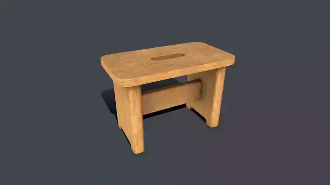 Old Wooden Stool 4 Low-poly PBR