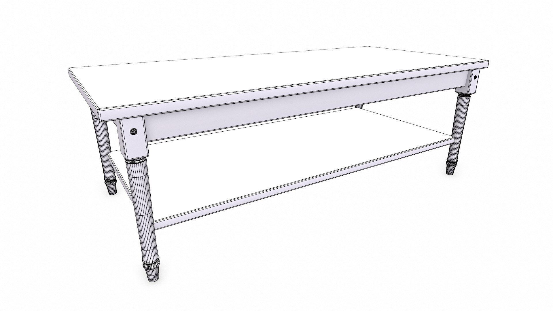 Old Wooden Coffee Table Low-poly PBR Low-poly 3D model_12