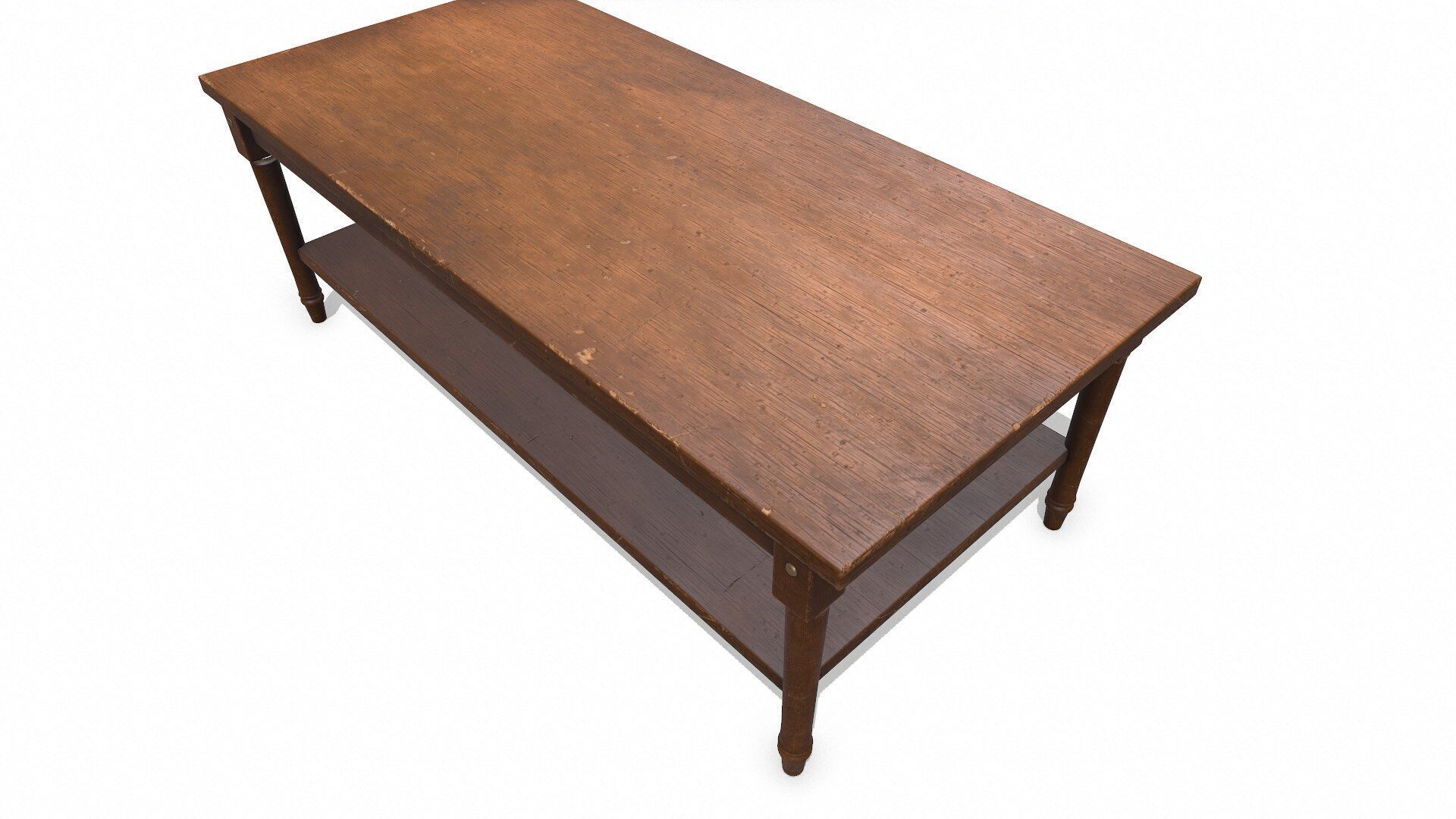 Old Wooden Coffee Table Low-poly PBR Low-poly 3D model_5