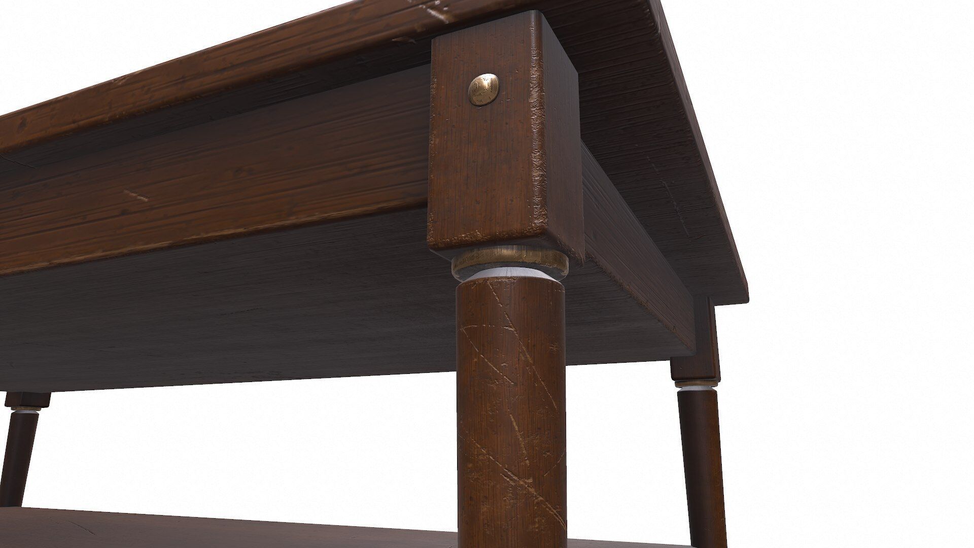 Old Wooden Coffee Table Low-poly PBR Low-poly 3D model_10