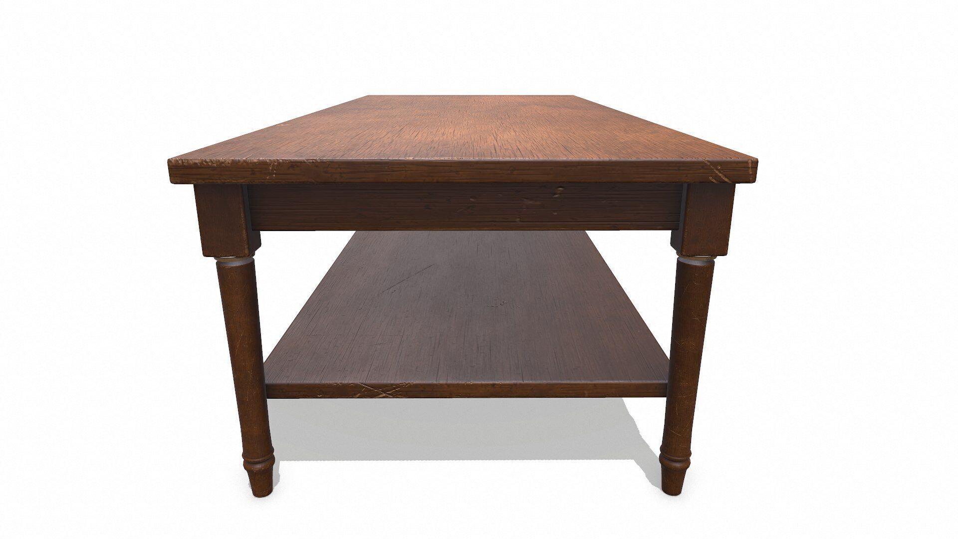 Old Wooden Coffee Table Low-poly PBR Low-poly 3D model_6