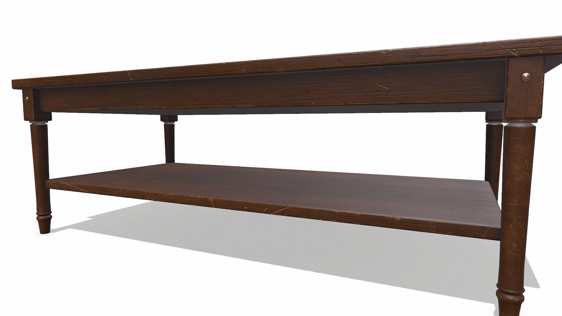 Old Wooden Coffee Table Low-poly PBR Low-poly 3D model_9