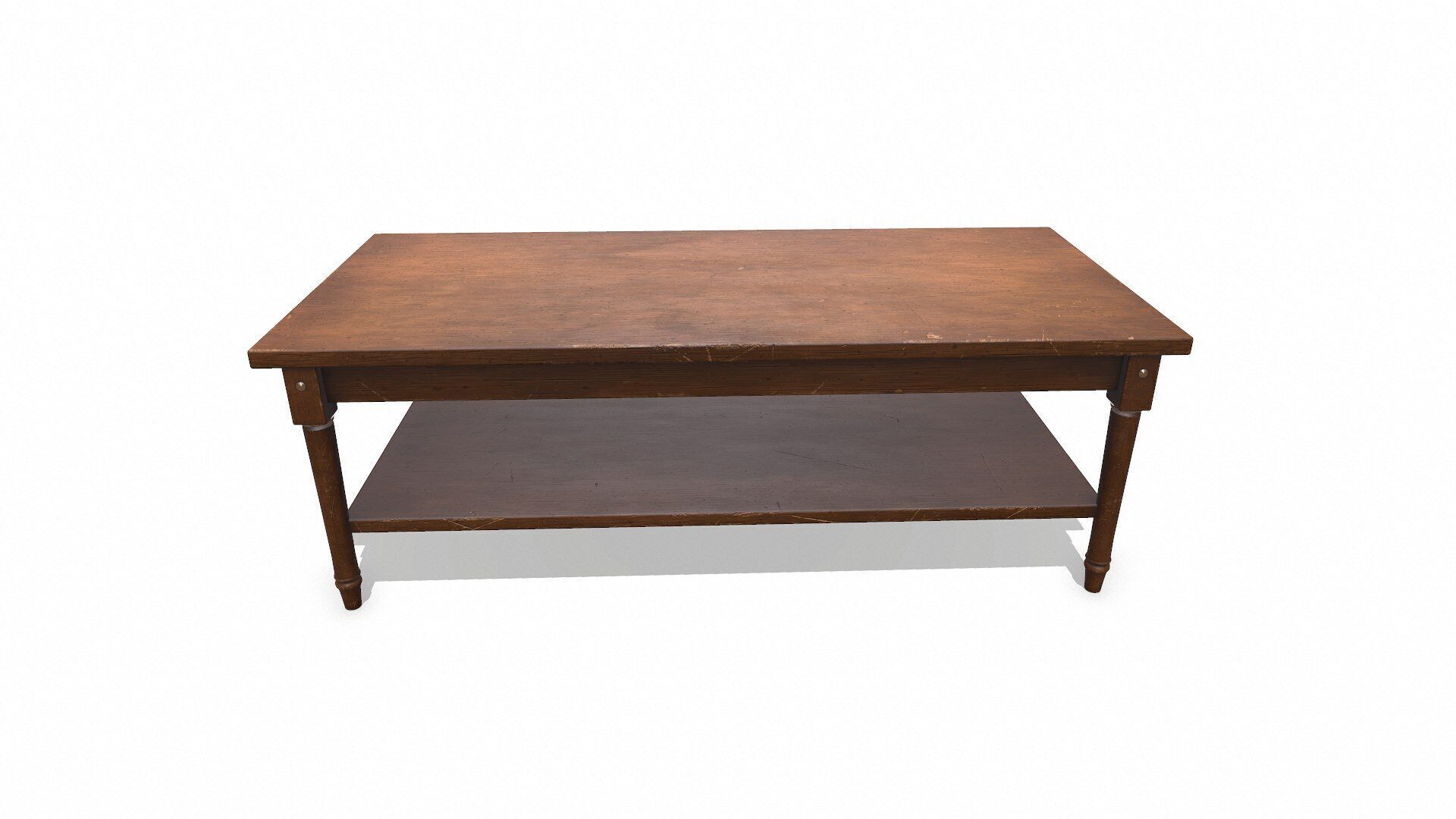 Old Wooden Coffee Table Low-poly PBR Low-poly 3D model_2