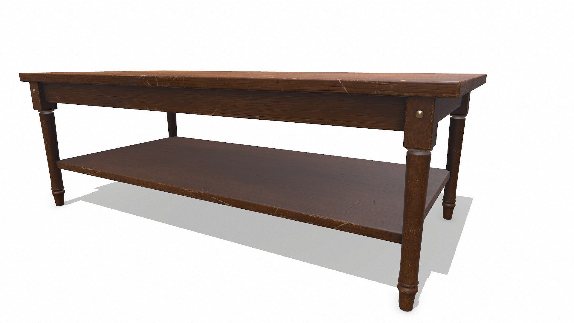 Old Wooden Coffee Table Low-poly PBR Low-poly 3D model_3