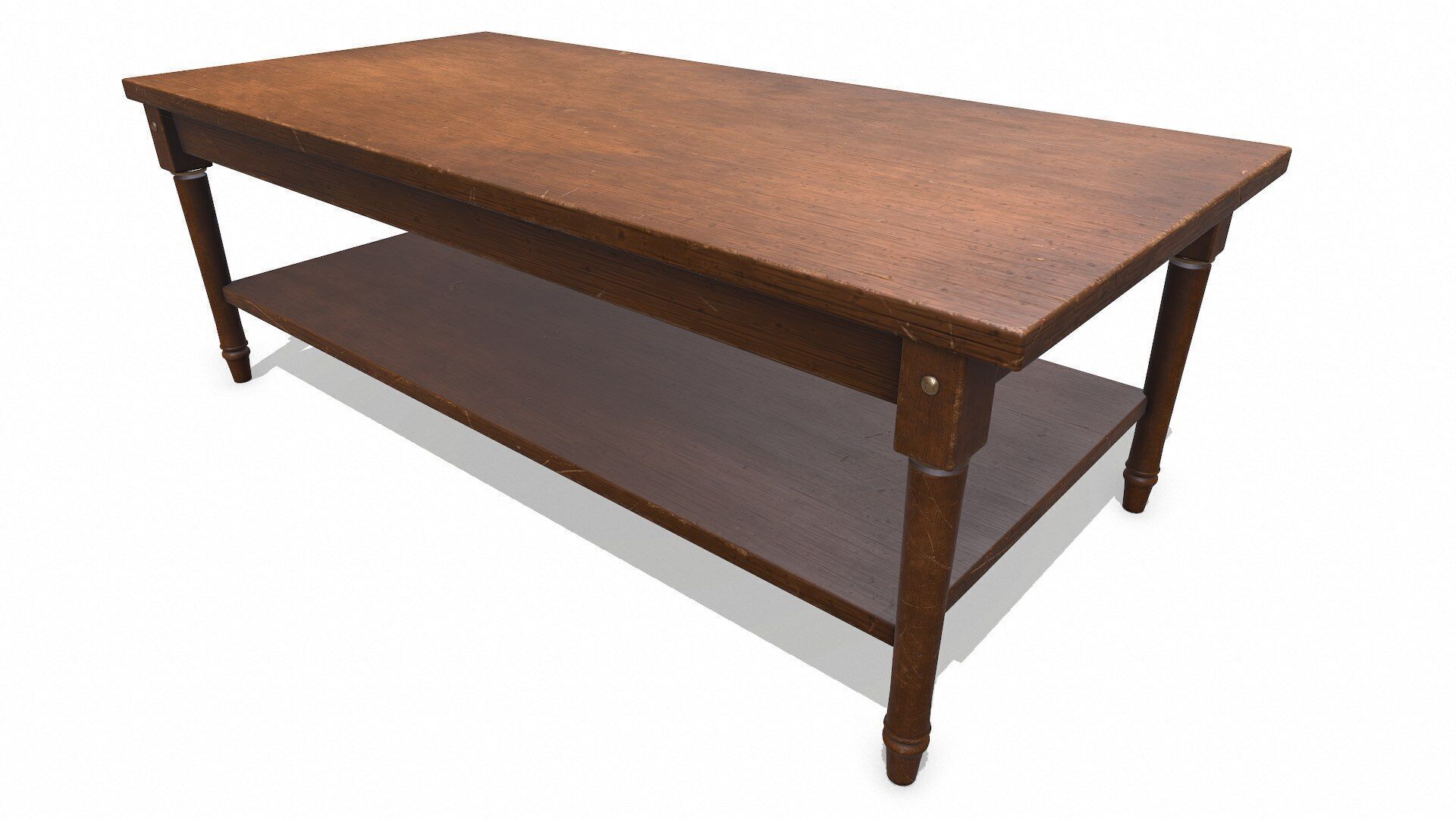 Old Wooden Coffee Table Low-poly PBR Low-poly 3D model_11