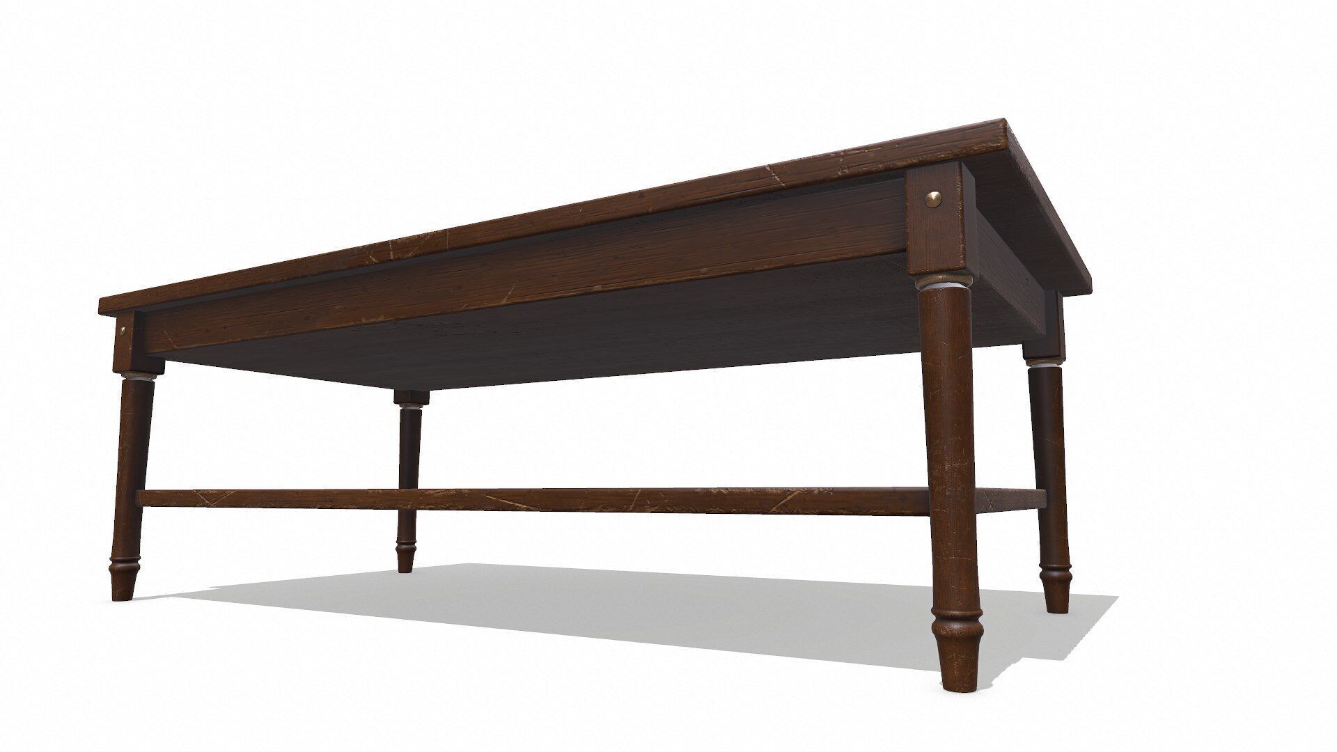 Old Wooden Coffee Table Low-poly PBR Low-poly 3D model_4