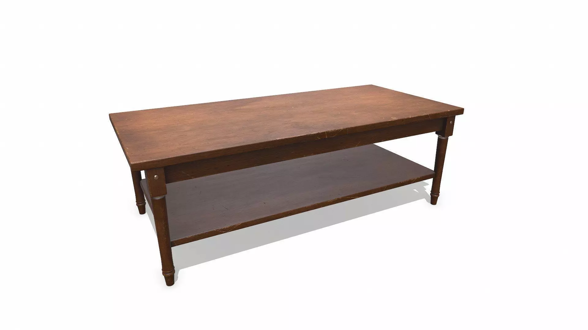 Old Wooden Coffee Table Low-poly PBR Low-poly 3D model_0