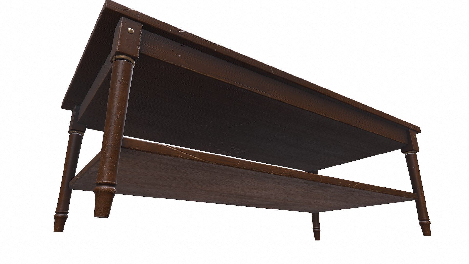 Old Wooden Coffee Table Low-poly PBR Low-poly 3D model_8