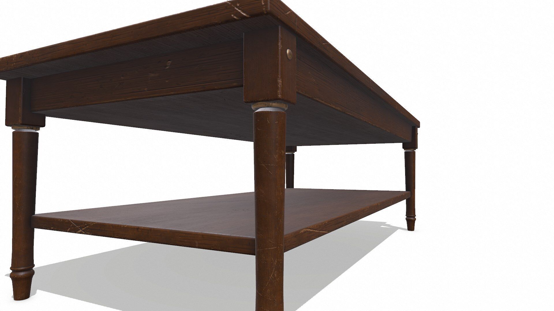 Old Wooden Coffee Table Low-poly PBR Low-poly 3D model_7