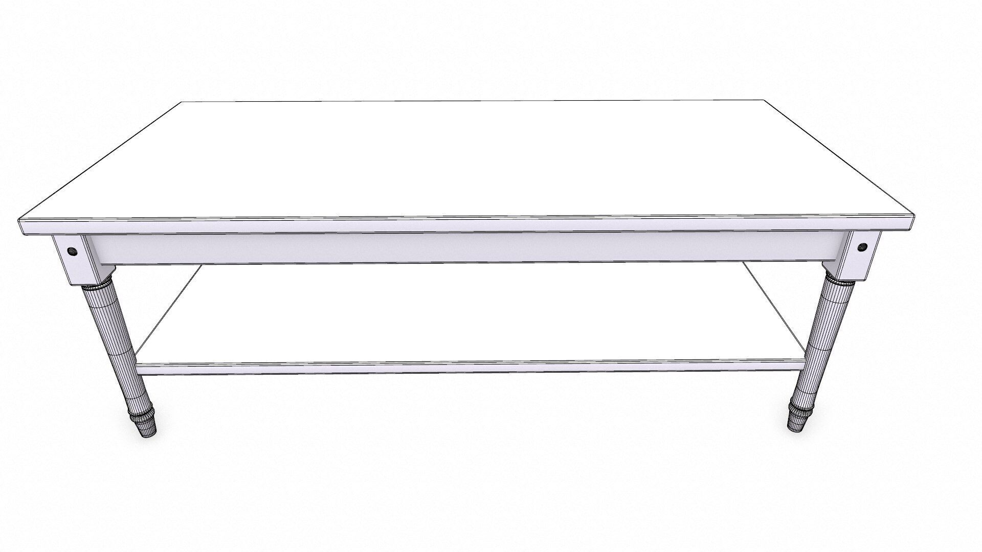 Old Wooden Coffee Table Low-poly PBR Low-poly 3D model_13