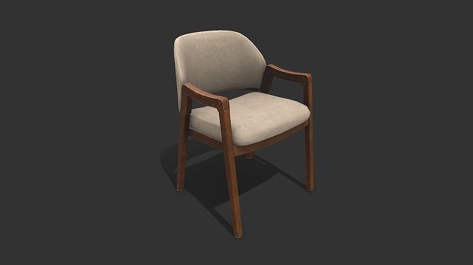 Old Wooden Arm Chair2 Low-poly PBR Low-poly 3D model