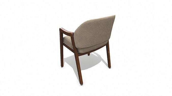 Old Wooden Arm Chair2 Low-poly PBR Low-poly 3D model 6