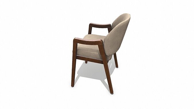 Old Wooden Arm Chair2 Low-poly PBR Low-poly 3D model 5