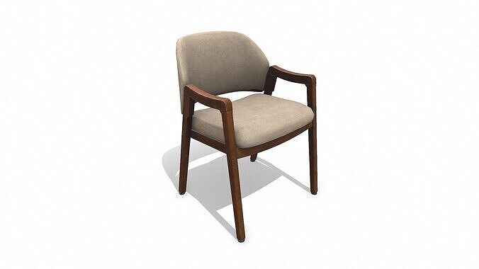Old Wooden Arm Chair2 Low-poly PBR Low-poly 3D model 2