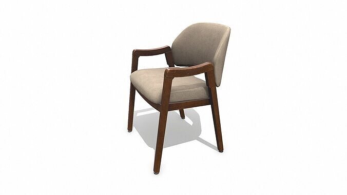 Old Wooden Arm Chair2 Low-poly PBR Low-poly 3D model 4
