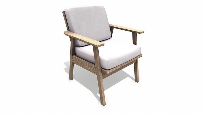 Old Wooden Arm Chair Low-poly PBR Low-poly 3D model