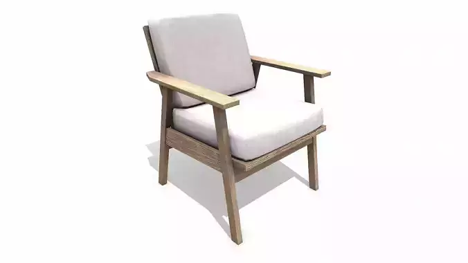 Old Wooden Arm Chair Low-poly PBR