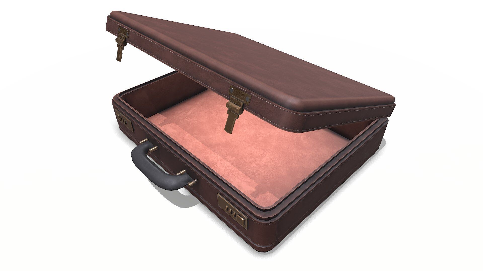Old Vintage Leather Suitcase Low-poly PBR Low-poly 3D model_4