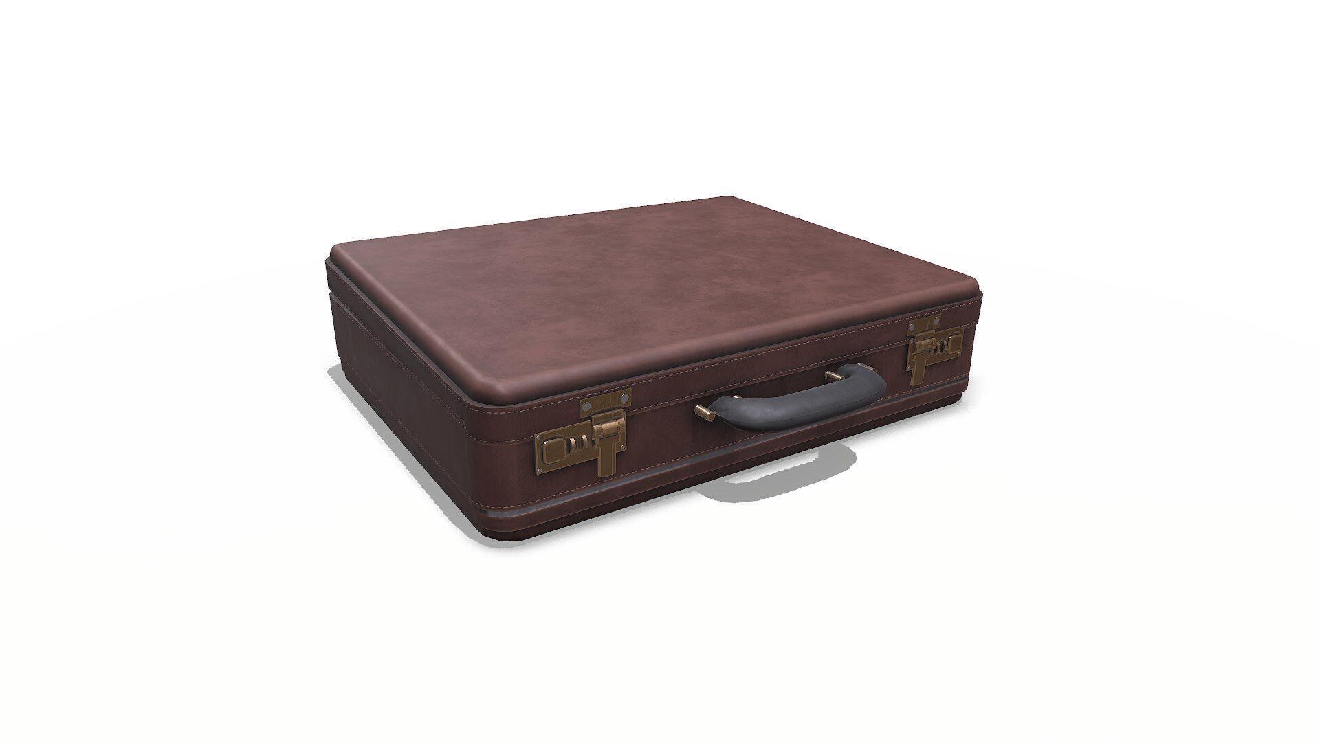 Old Vintage Leather Suitcase Low-poly PBR Low-poly 3D model_5