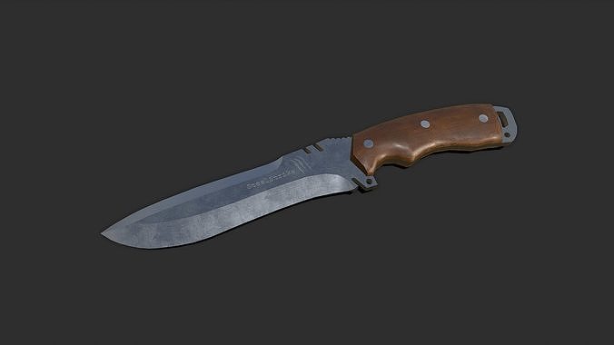 Old Vintage Combat Knife Low-poly PBR Low-poly 3D model