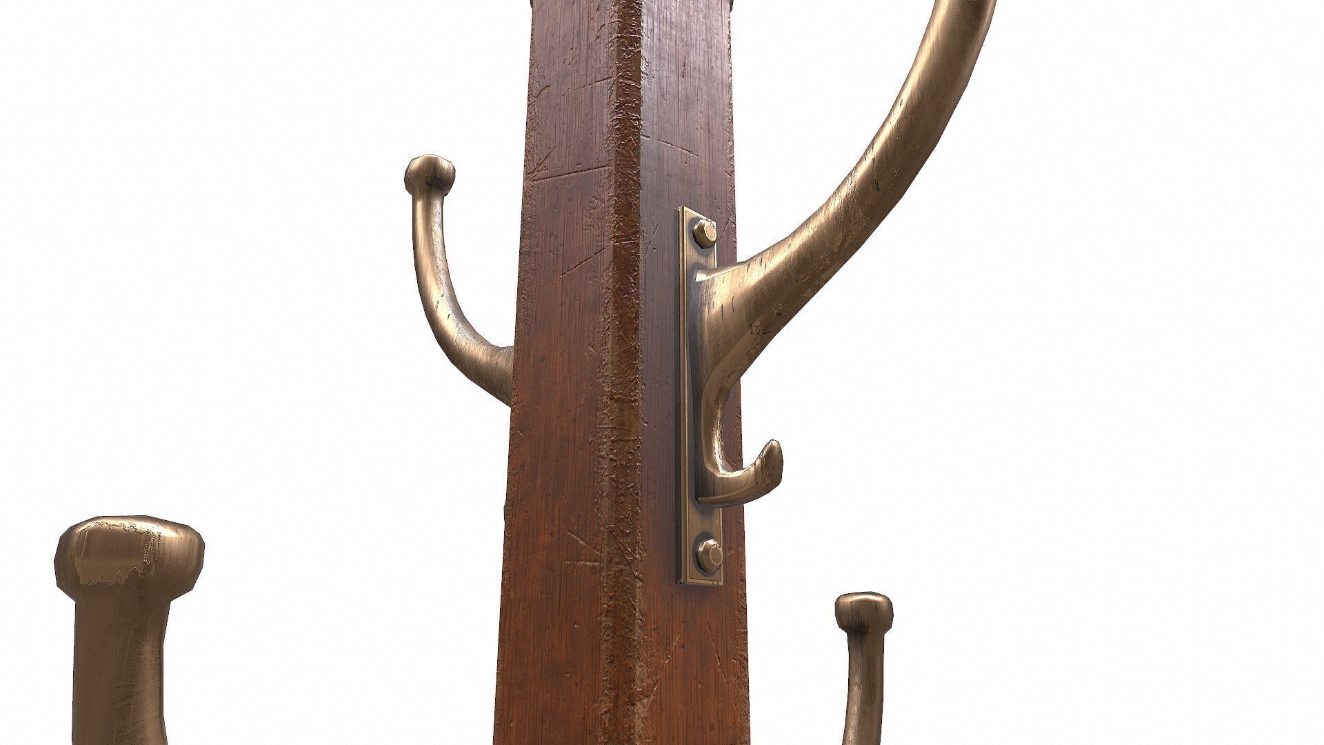 Old Retro Vintage Coat Rack Low-poly PBR Low-poly 3D model_10