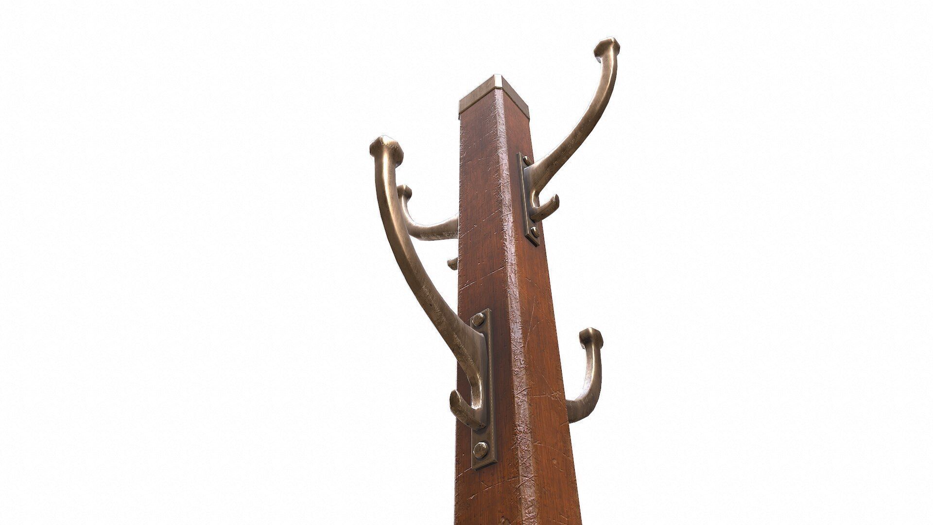 Old Retro Vintage Coat Rack Low-poly PBR Low-poly 3D model_5