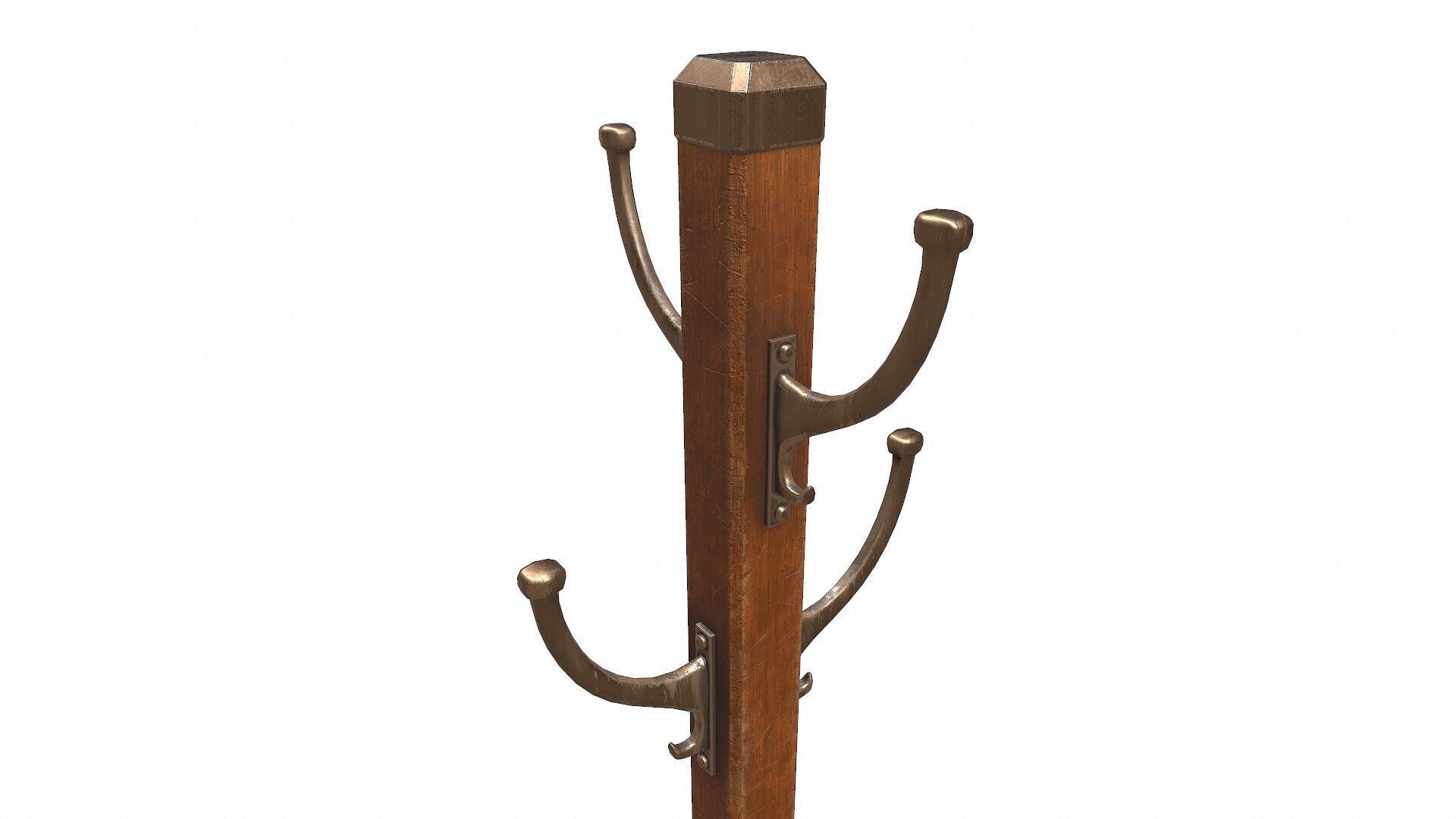 Old Retro Vintage Coat Rack Low-poly PBR Low-poly 3D model_2