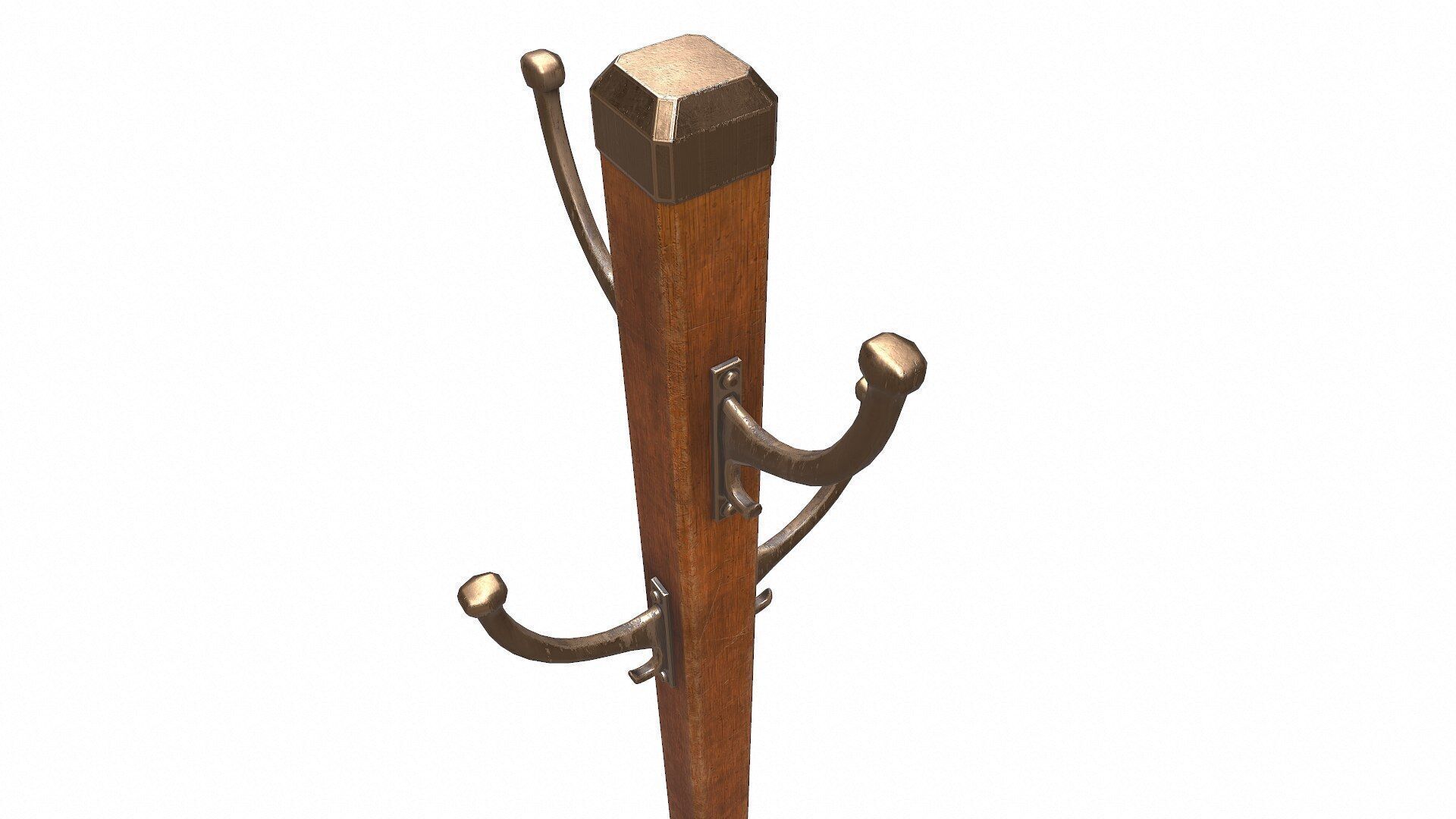 Old Retro Vintage Coat Rack Low-poly PBR Low-poly 3D model_4