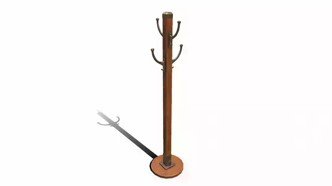Old Retro Vintage Coat Rack Low-poly PBR