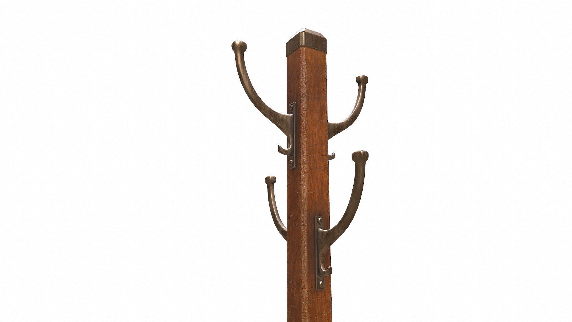 Old Retro Vintage Coat Rack Low-poly PBR Low-poly 3D model_3